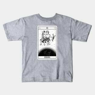 Gemini Distressed Goth Tarot Zodiac Sign Kids T-Shirt